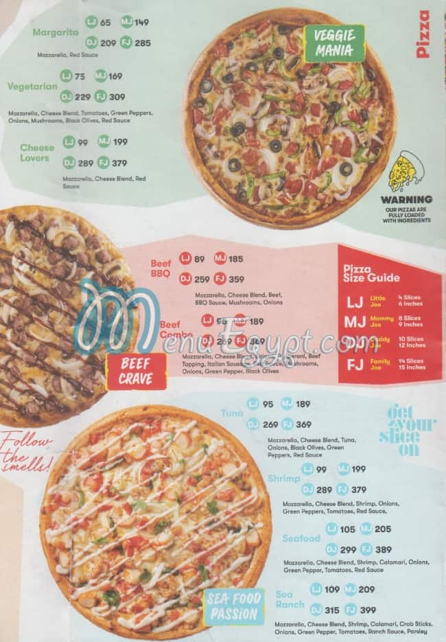 Happy Joe's delivery menu