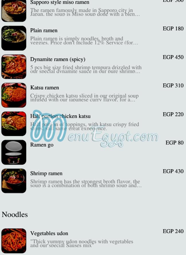 Ichimiro Ramen menu Egypt