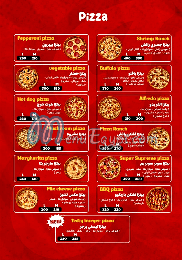 Jack's Pizza delivery menu