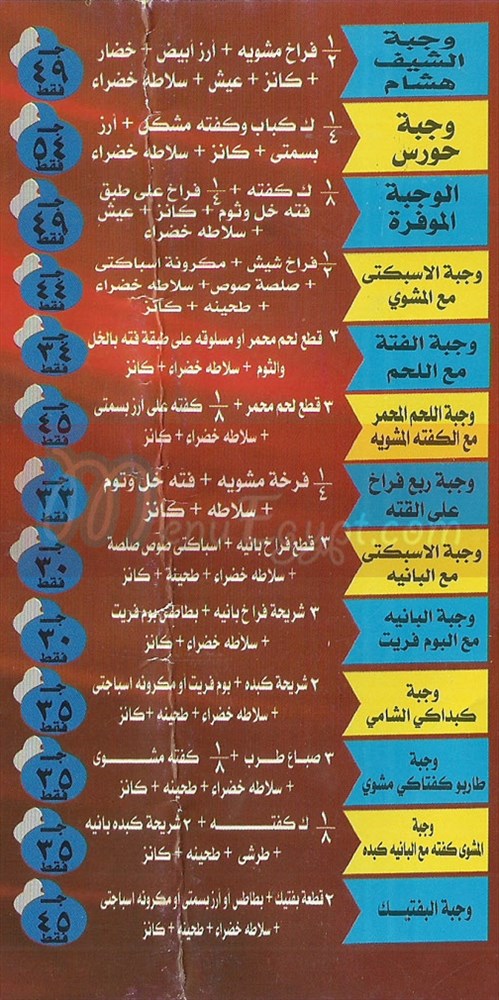 Kababgy El Shamy menu Egypt