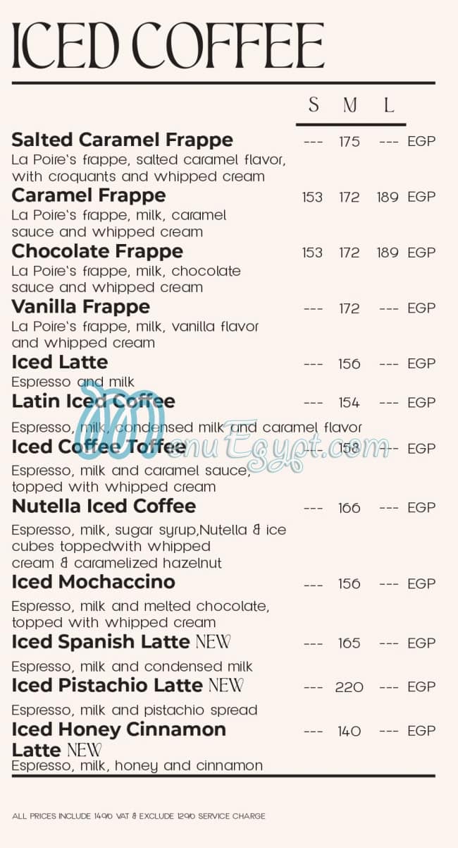 La Poire Cafe menu Egypt 6