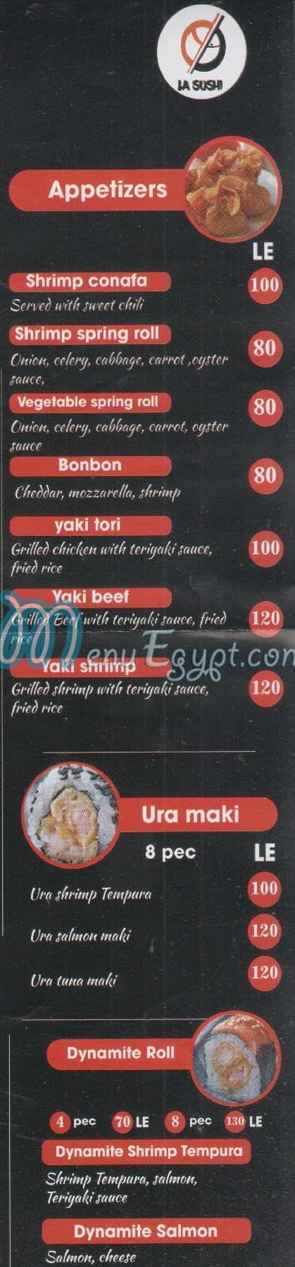 La Sushi menu Egypt