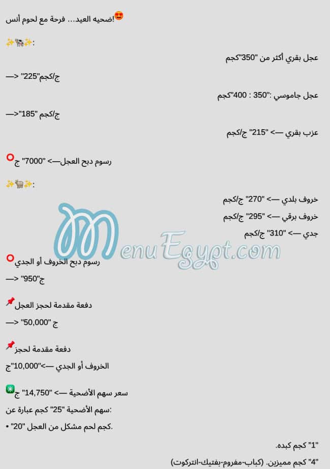 Lohom Anas menu Egypt 8
