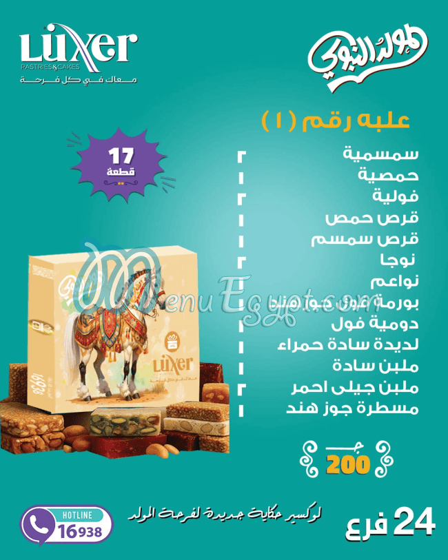 Luxer menu Egypt