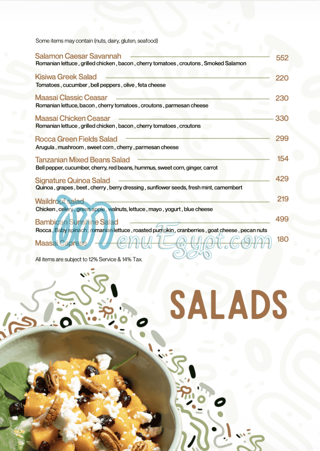 MAASAI Cafe menu Egypt 1