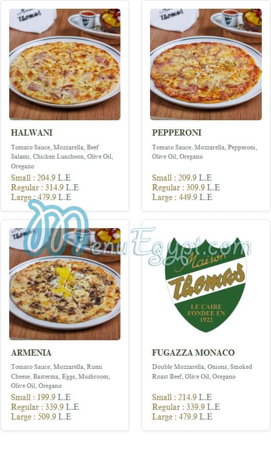 Maison Thomas delivery menu