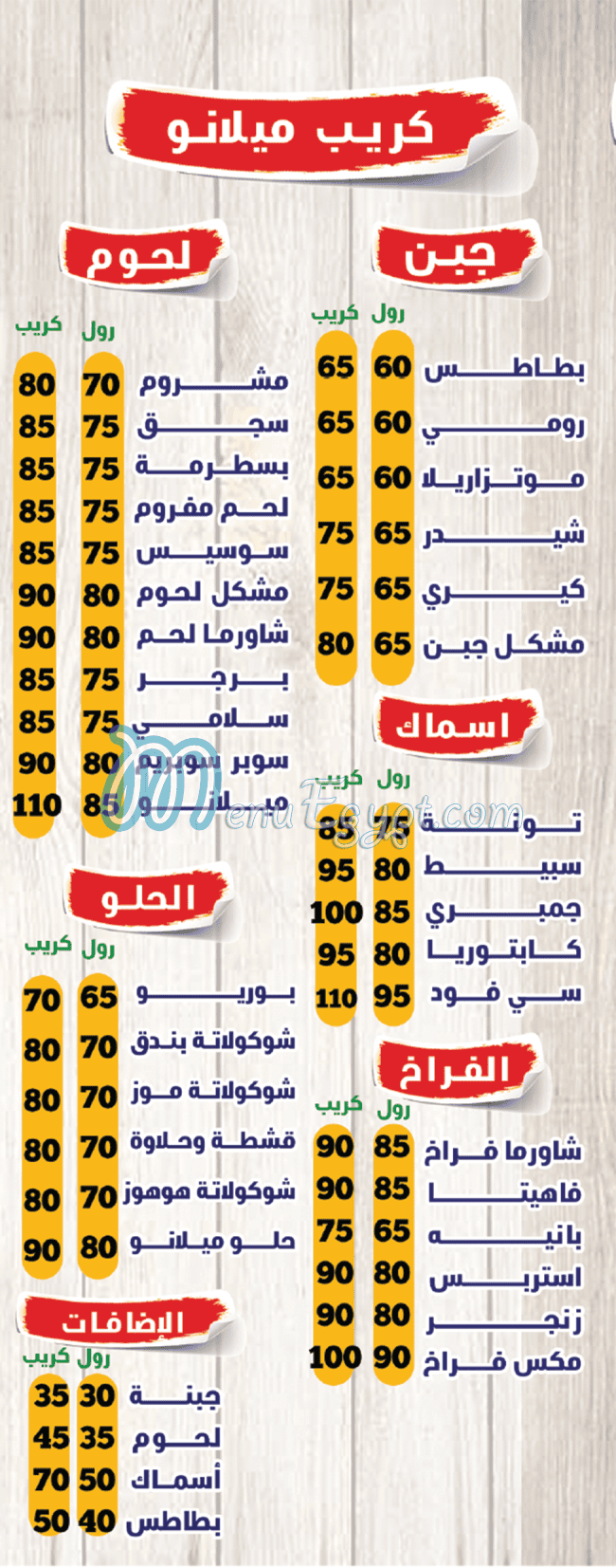 منيو ميلانو المعموره