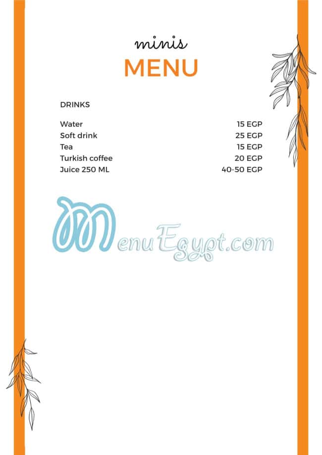 Minis online menu