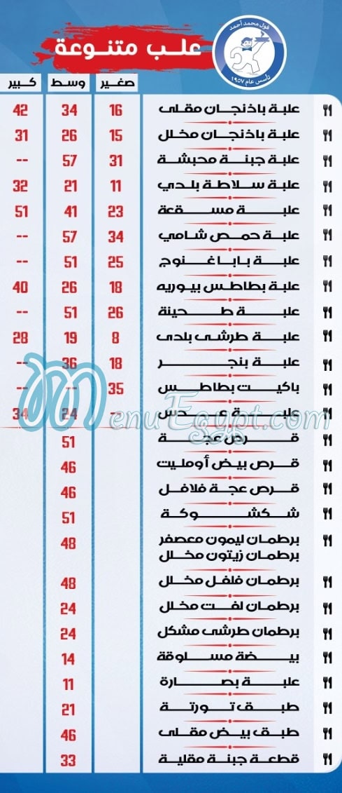 Mohamed Ahmed menu Egypt 2