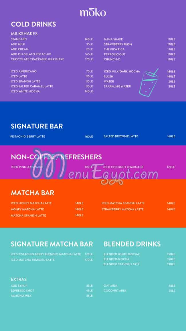 Moko online menu