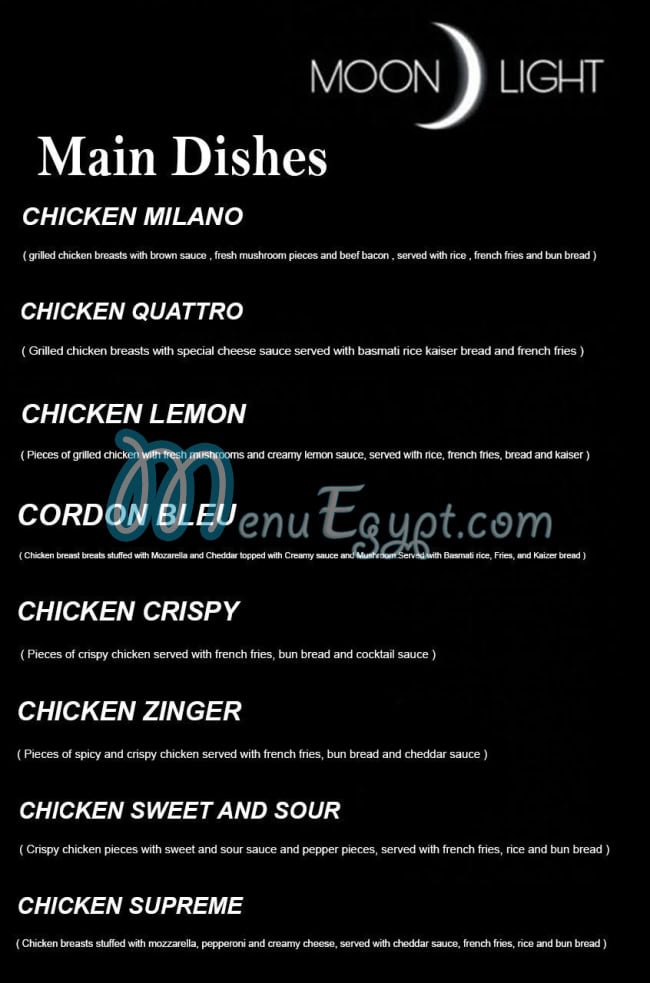 Moonlight dates menu