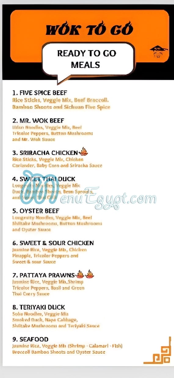 Mr Wok delivery menu