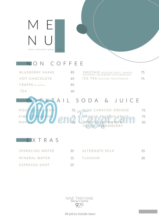 Ninetwonine menu