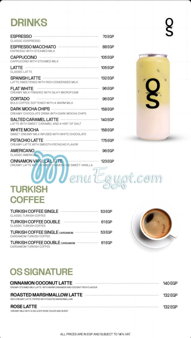 OS Cafe delivery menu