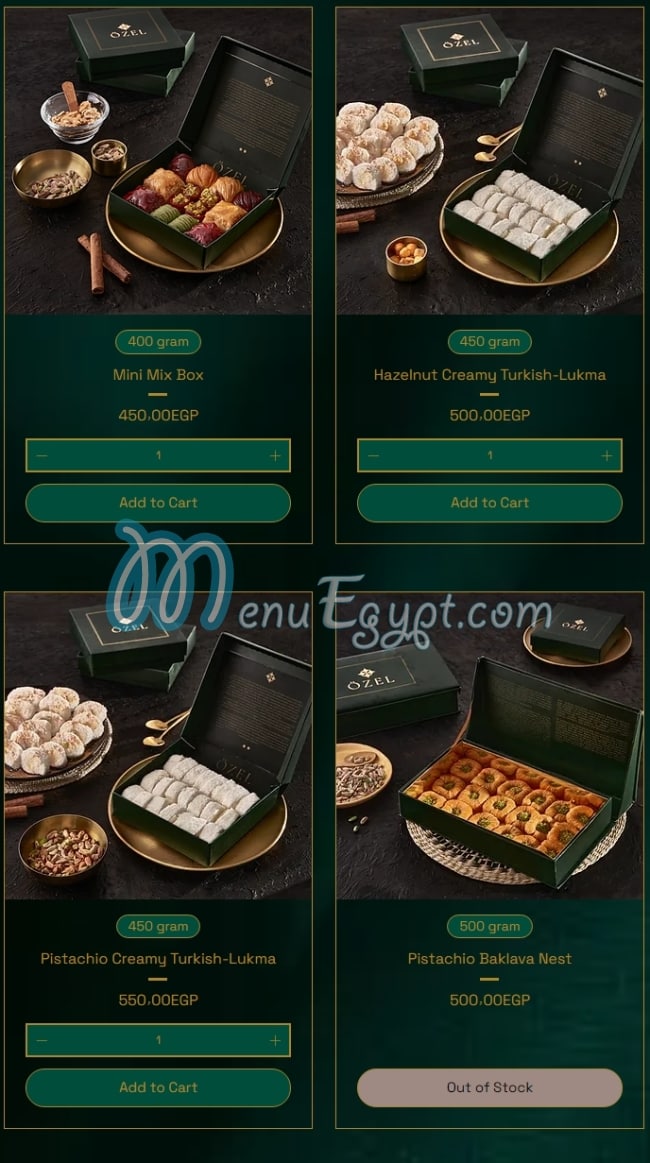 Ozel Patisserie menu Egypt