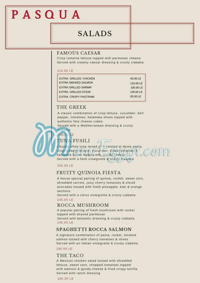 Pasquale Beverly Hills delivery menu