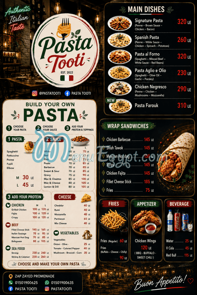 Pastatouti menu Egypt