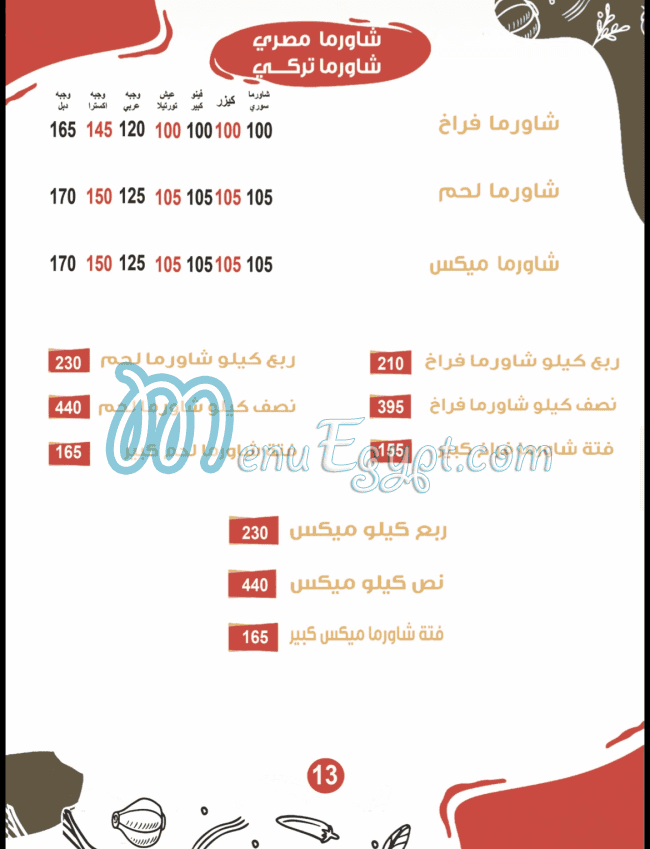 منيو باتشا مصر 2