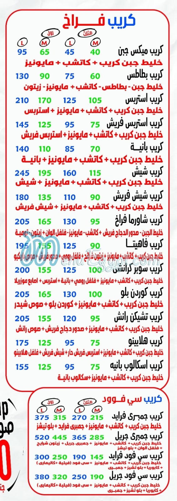 أسعار بيتزا الثوره مصر