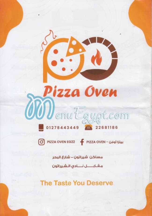 Pizza Oven menu