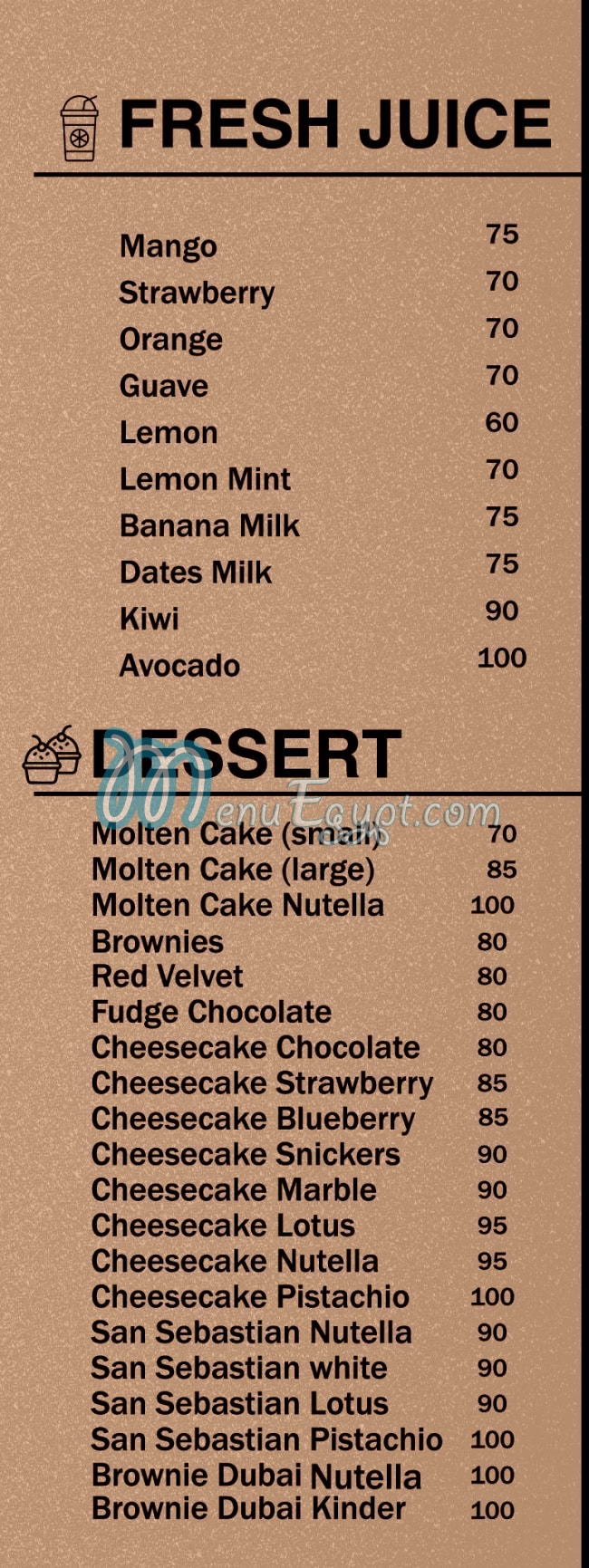 Plan B menu Egypt