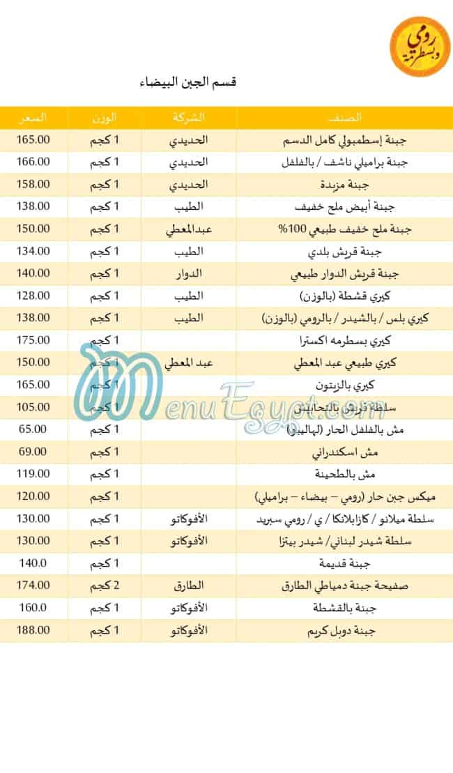 Romy w Basterma menu Egypt