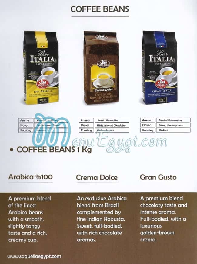Saquella Coffee menu Egypt