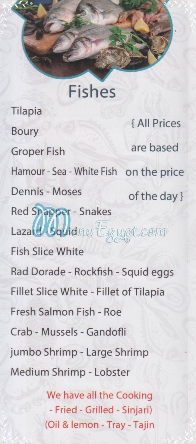 Seafood Chef Saber delivery menu