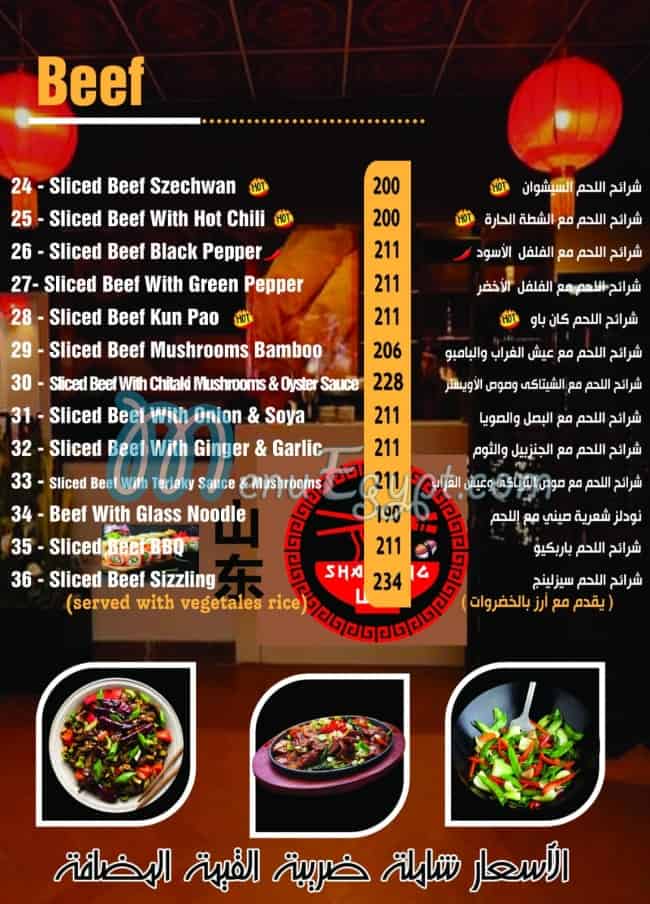 Shantung Restaurant menu Egypt