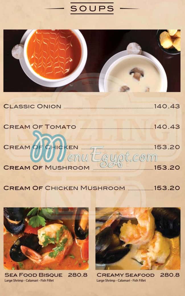 Sizzler Steak House menu