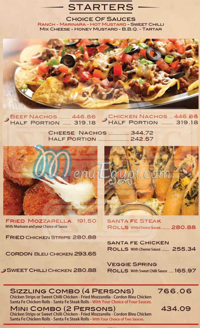 Sizzler Steak House menu Egypt