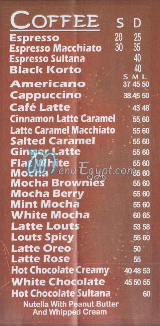 Soultana Cofe delivery menu