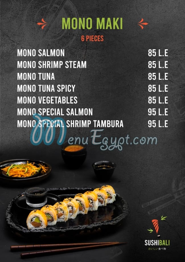 Sushi Bali delivery menu