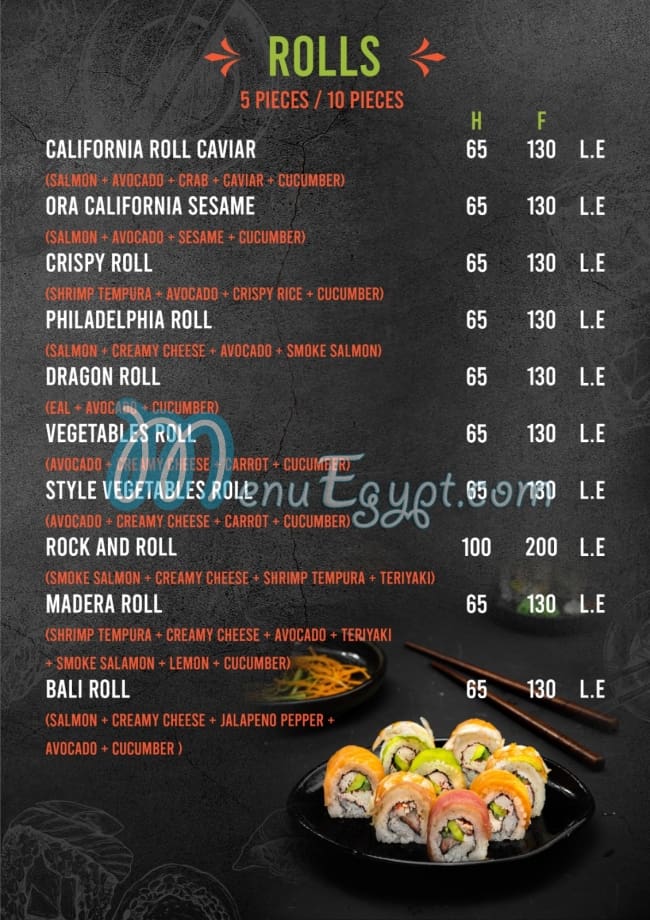 Sushi Bali menu prices