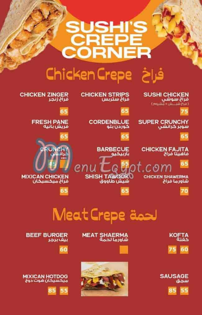 Sushi Crep menu Egypt