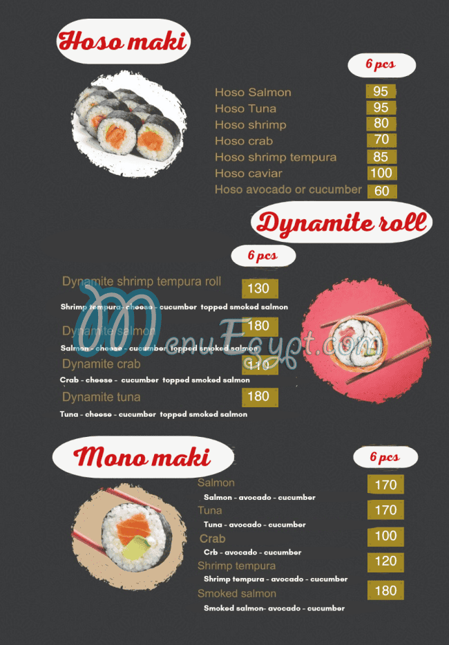 Sushi point menu Egypt