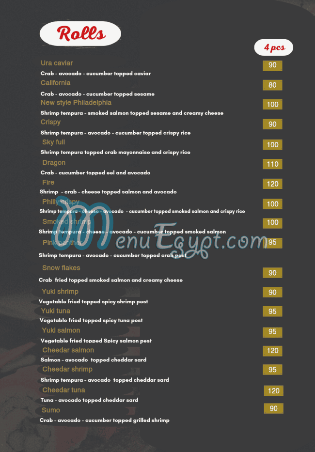 Sushi point delivery menu