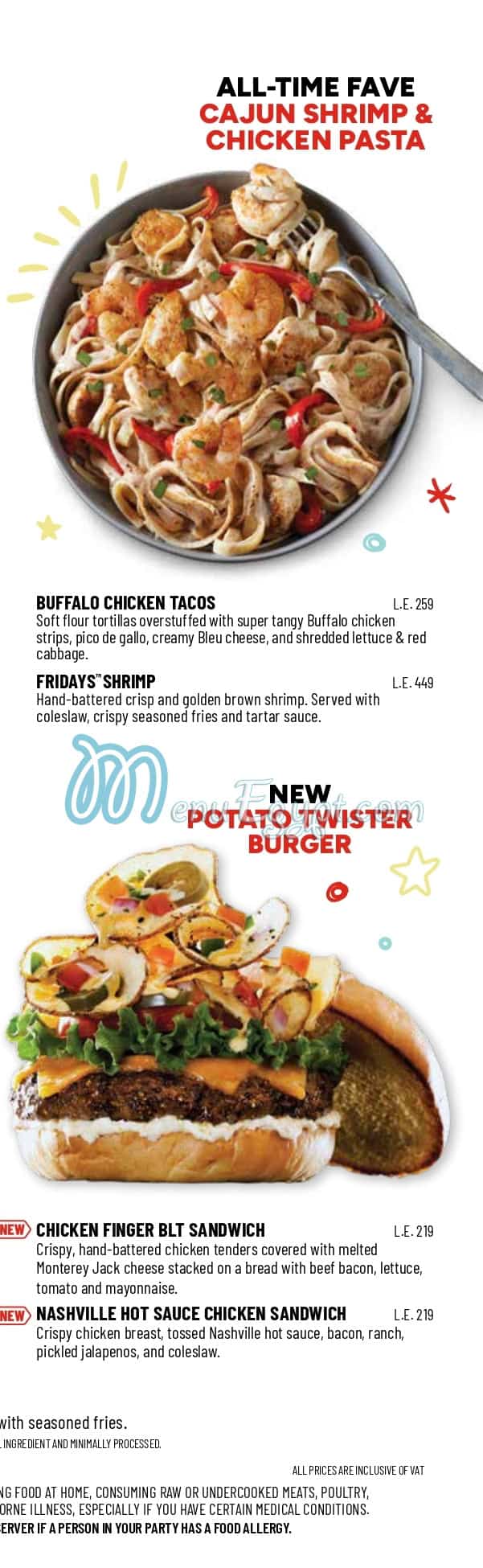 TGI Fridays menu prices