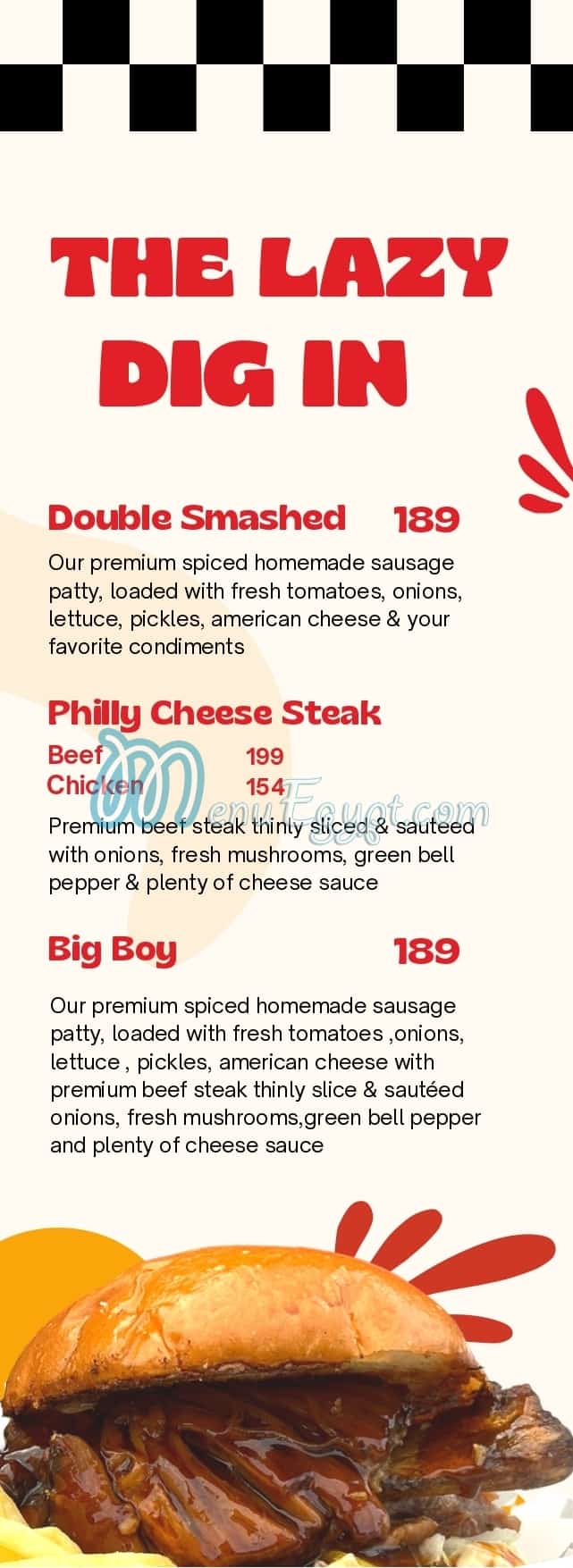 Three Diner menu