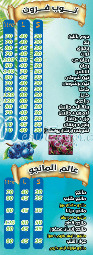 منيو توب فروت