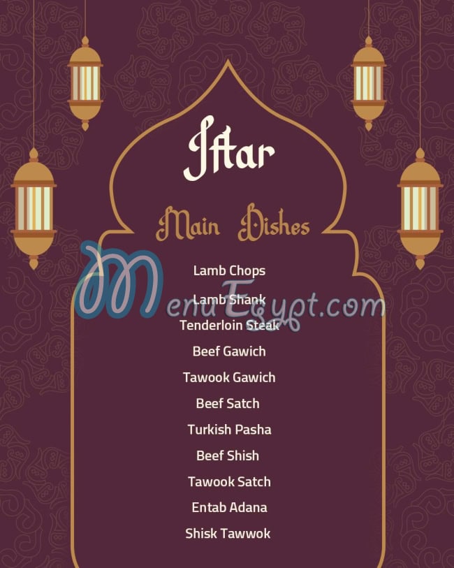 Turkish Pasha online menu