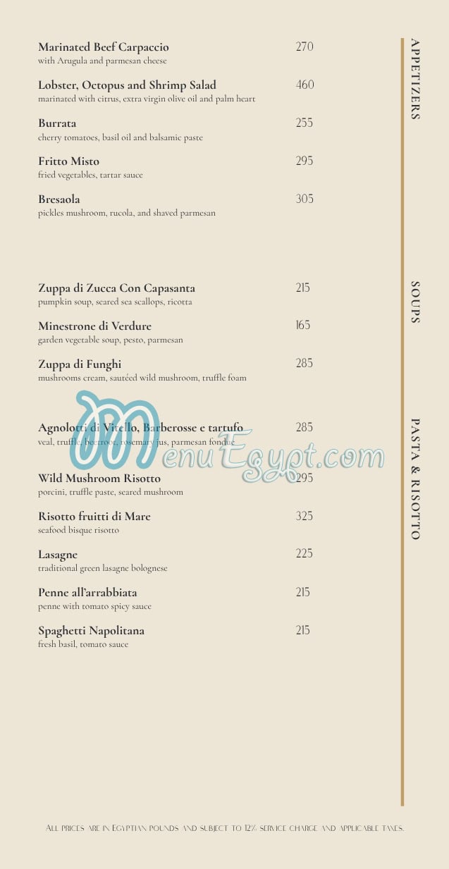 Two Restaurant menu