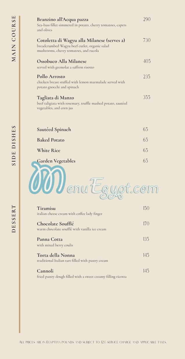 Two Restaurant menu Egypt