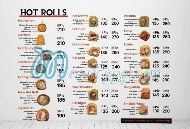 Ura SuShi menu Egypt