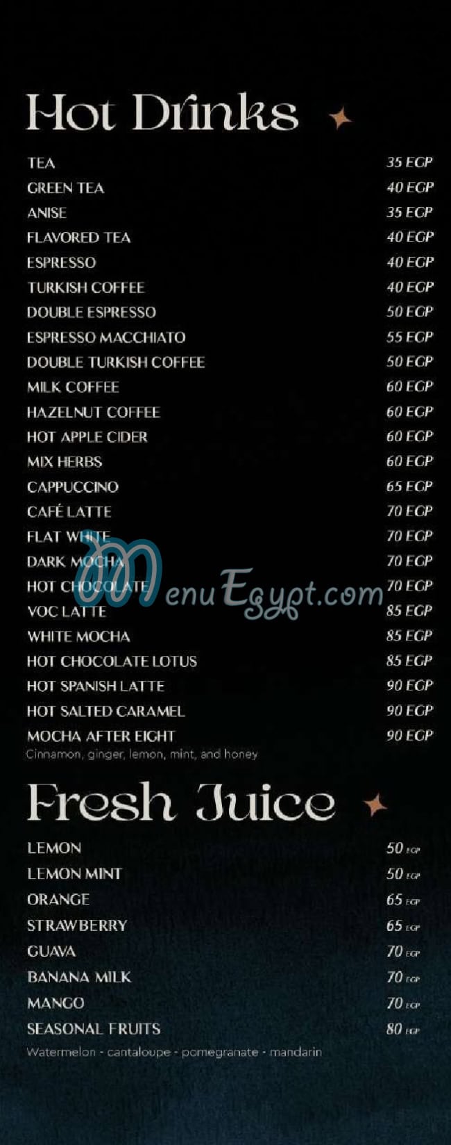 VOC delivery menu
