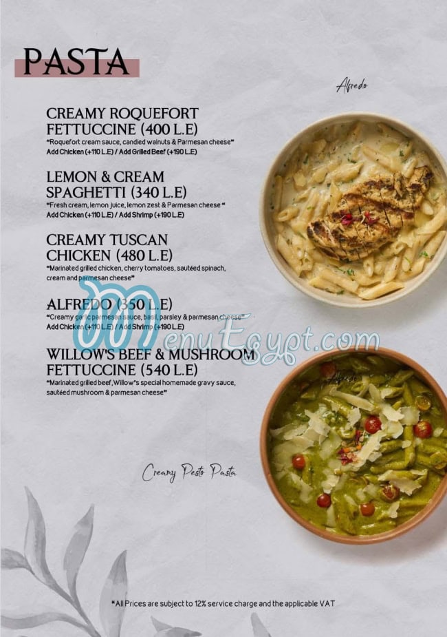 Willows menu Egypt 8
