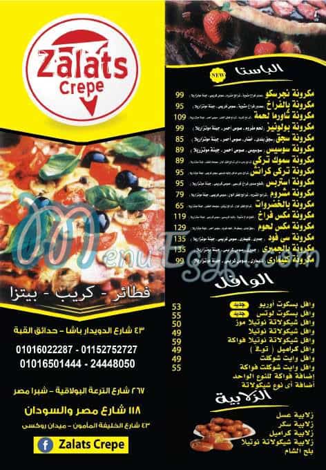 Zalats Crepe menu