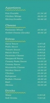 Pasta Bakry menu